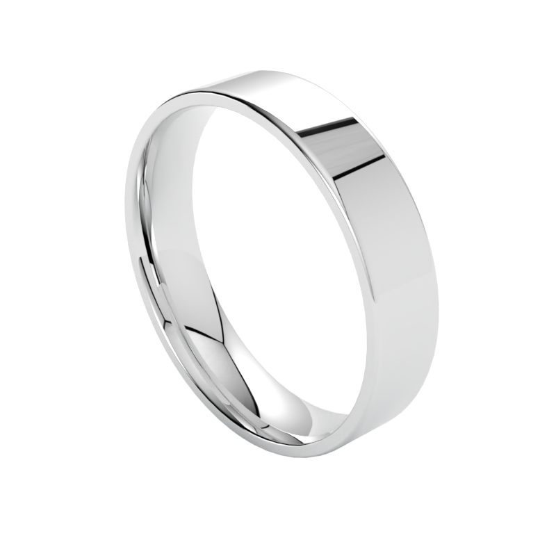 szykowna obrączka z białego złota o profilu płaskim